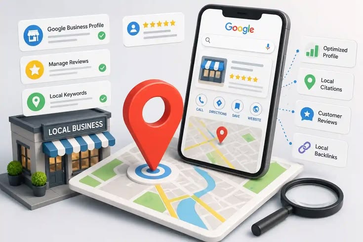 A Google Business Profile with business details and reviews